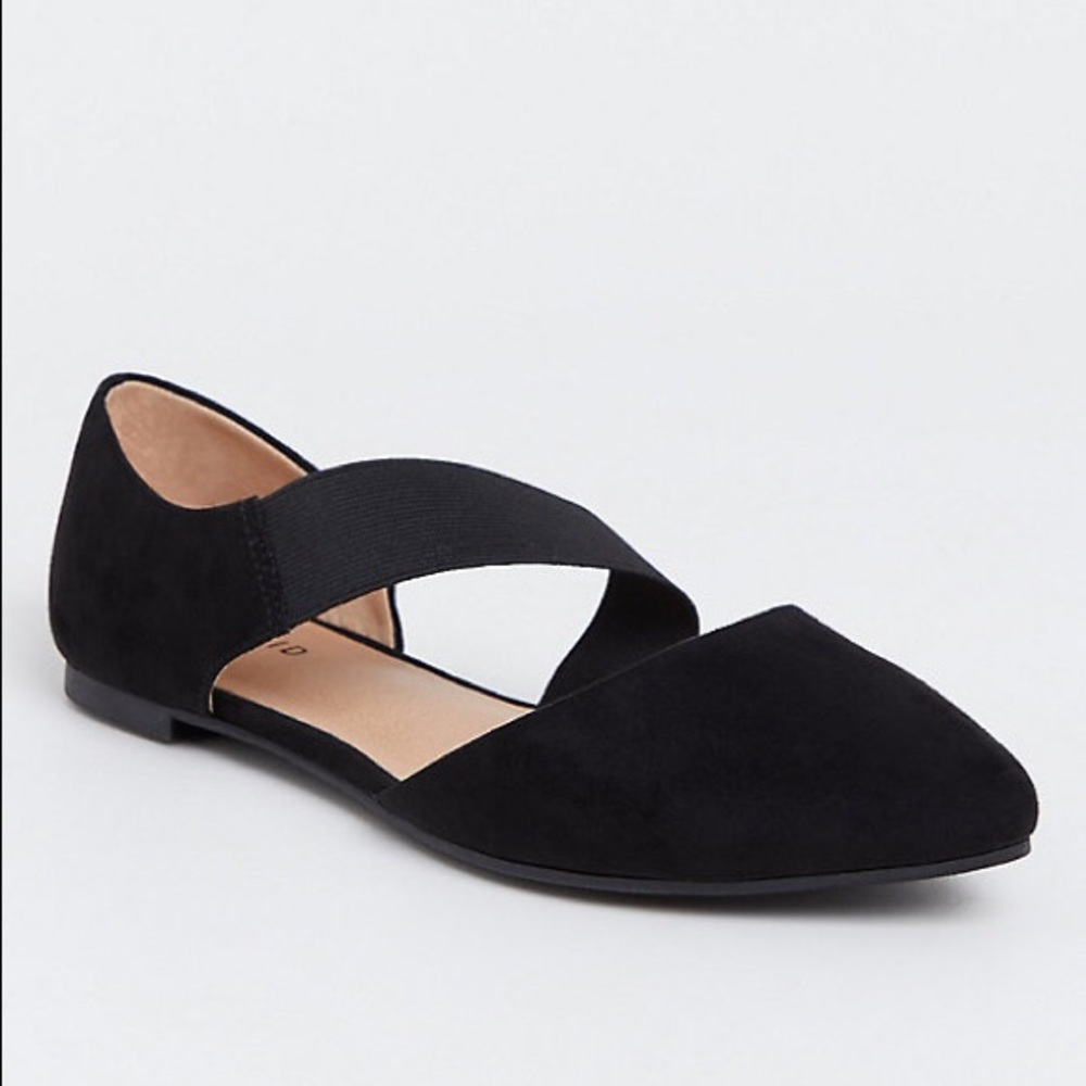 Black Cross ankle strap flat